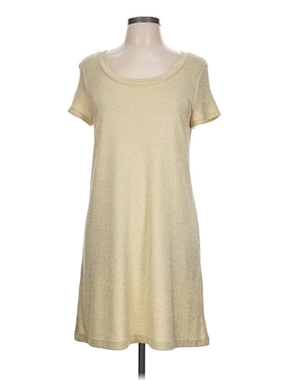 Cynthia Rowley Large $220 Gold Glitter Short Sleeve Metallic Cocktail Dress